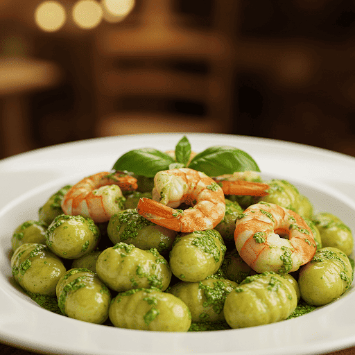 GNOCCHI CON PESTO E GAMBERI