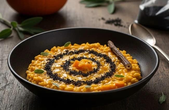 Risotto alla Zucca: versione sorprendente con polvere di Liquirizia