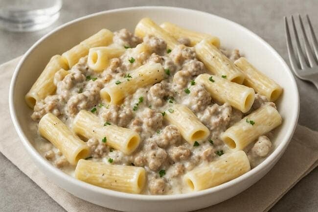 RIGATONI CREMOSI ALLA SALCICCIA