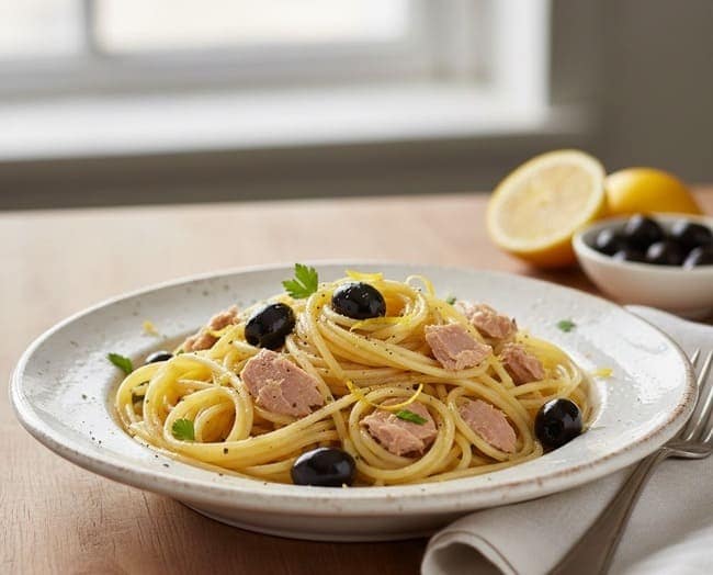 PASTA TONNO LIMONE E OLIVE: PRONTA IN 10 MINUTI