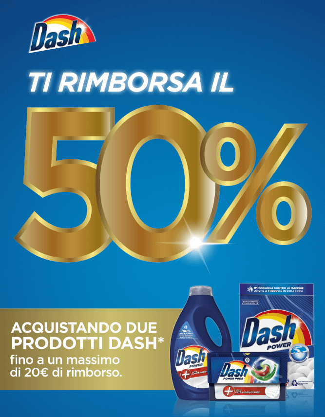 Dash ti rimborsa il 50%